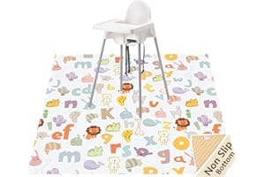 WOMUMON Baby Splat Mat for Under High Chair and Arts and Crafts, 51" Waterproof Wipeable Floor Protector, Anti-Slip Washable Splash Mat