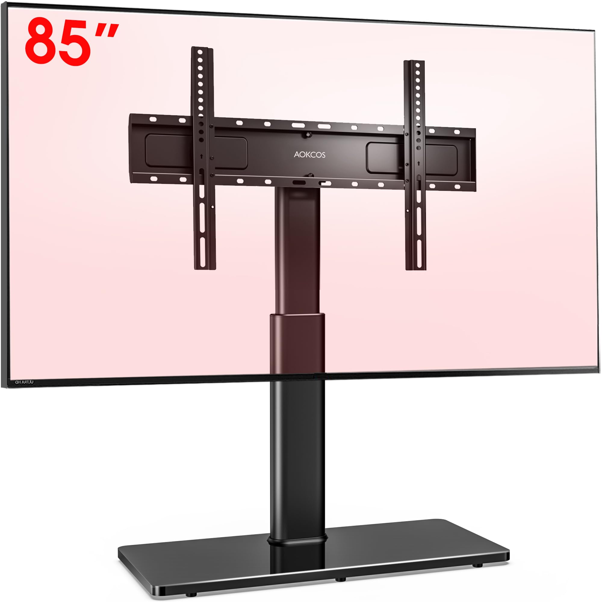 AOKCOS TV Standfuss TV Ständer Höhe 1130mm für 43-75 85 Zoll Fernseher, Neigbar Schwenkbar Höhenverstellbar Fernsehständer, Universal TV Standfüße Standfuss Max VESA 600x400mm 50KG (Schwarz)