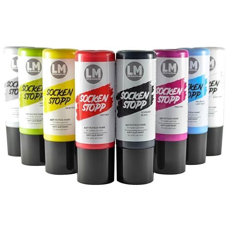 LM-Kreativ Socken Stopp Anti Rutsch Set -Komplett- 8 tlg. Socken Stopp Anti Rutsch, ABS Antirutsch, Sock Stop Creme, flüssige