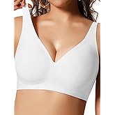 COCOMARTS Jelly Bras for Women No Underwire Seamless Push Up Comfortable Tshirt Everyday Deep V Bra with Support and Lift