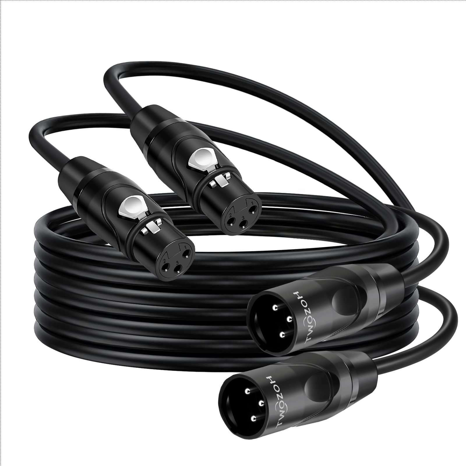 Twozoh XLR Male to Female Microphone Cable 1M 2 Pack, XLR Balanced 3Pin Audio Cable (Professional/HiFi)