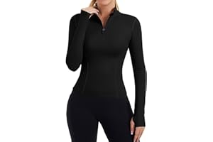ZHENWEI Womens Workout Tops Long Sleeve Quarter Zip Pullover Quick Dry Golf Shirt Athletic Slim Fit Crop Yoga Gym Tops
