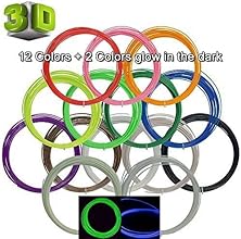 Victorstar@3D Pen Filament 12 Colors+2 Colors Glow in Dark for 3D Printing Pen / 3D Drawing Pen / Diameter 1.75mm ABS-10 Meters (32.8ft) Each Color
