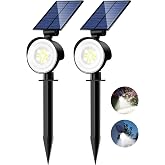 nipify Solar Spot Lights Outdoor Waterproof, Landscape Spotlights | Cool White, 2 Pack/53 LED/3 Modes, Adjustable Solar Panels, Auto On/Off, Uplights Lighting for Outside Tree Yard Flag Garden