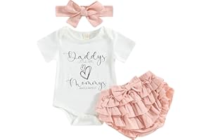 Mothers Fathers Day Outfit Baby Girl Summer Clothes Daddys Mamas Girl Daisy Flowers Short Sleeve Romper Shorts Set