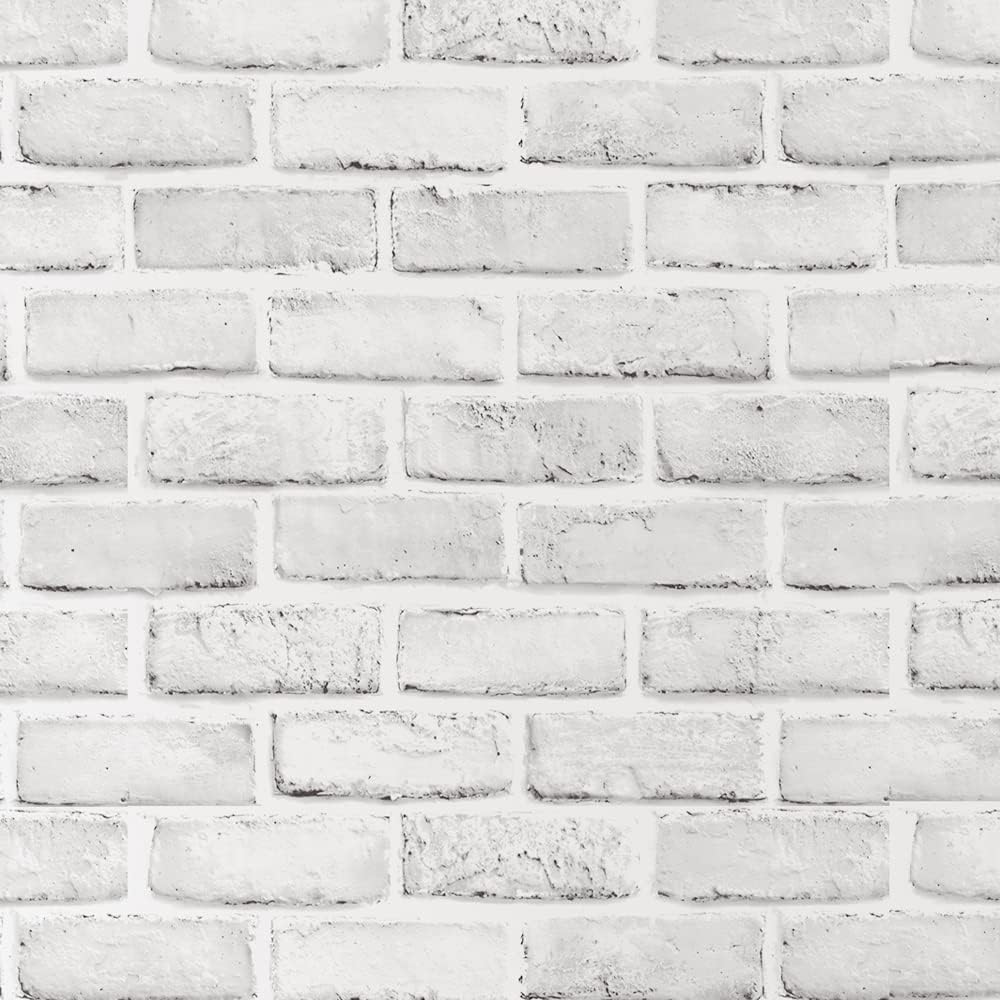 Ohmywor Brick Wallpaper Self Adhesive 45x600CM White 3D Vinyl Peel & Stick
