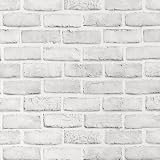 Ohmywor Brick Wallpaper Self Adhesive 45x600CM White 3D Vinyl Peel & Stick