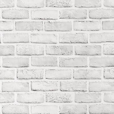 Ohmywor Brick Wallpaper Self Adhesive 45x600CM White 3D Vinyl Peel & Stick