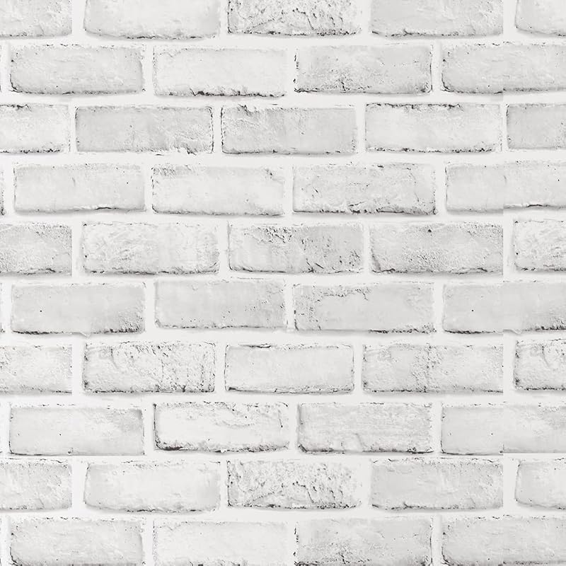 Ohmywor Brick Wallpaper Self Adhesive 45x600CM White 3D Vinyl Peel & Stick