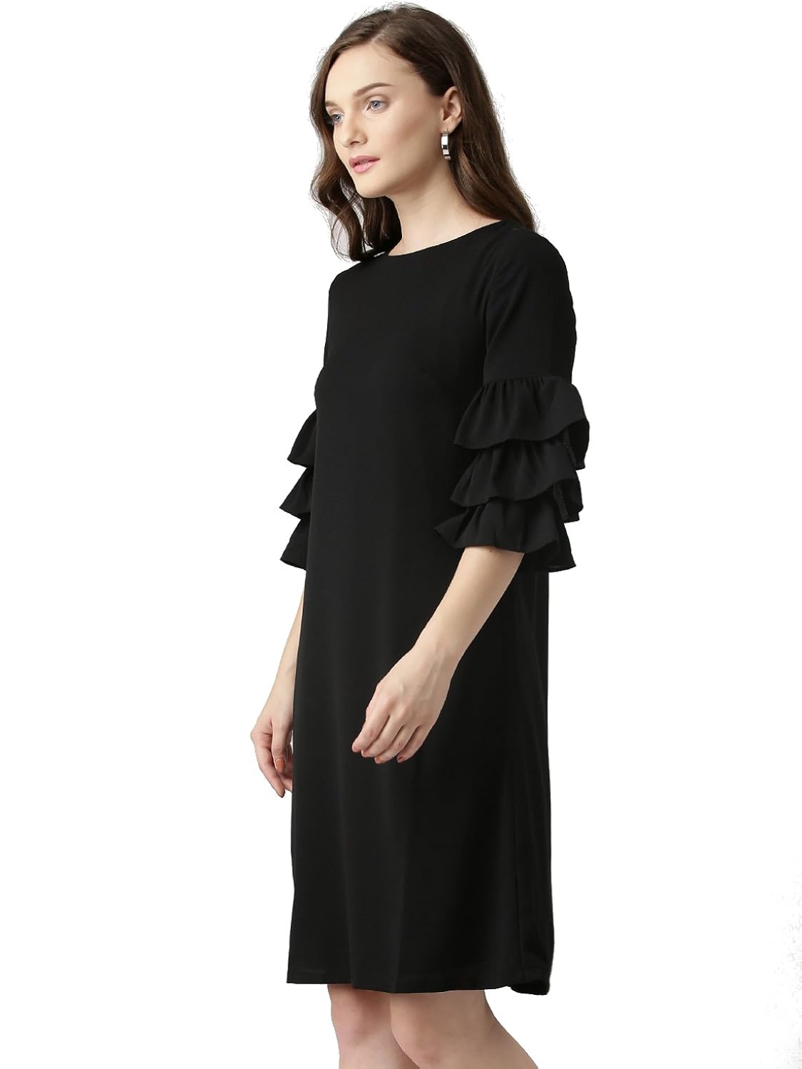 marie claire women black solid a-line dress (mc704a)