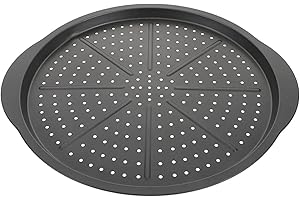 Carbon Steel Pizza Pan 15Inch Perforated Nonstick Surfaces Ergonomic Handle Great Heat Circulations Baking Sheet Tray Perfora