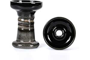 MATA LEON Hookah Bowl Clay Hookah Bowl - Phunnel Shisha Bowl with Glaze Great for Dark Leaf Black Shisha Flavors Such as Tangiers,Darkside 10-13 Grams 1 Hour Smoking Session (Black and White)