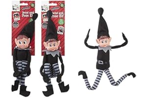 Elves Behavin' Badly 12" Bendable Poseable Elf with Vinyl Head - Christmas Accessory (Black Elf at Random)