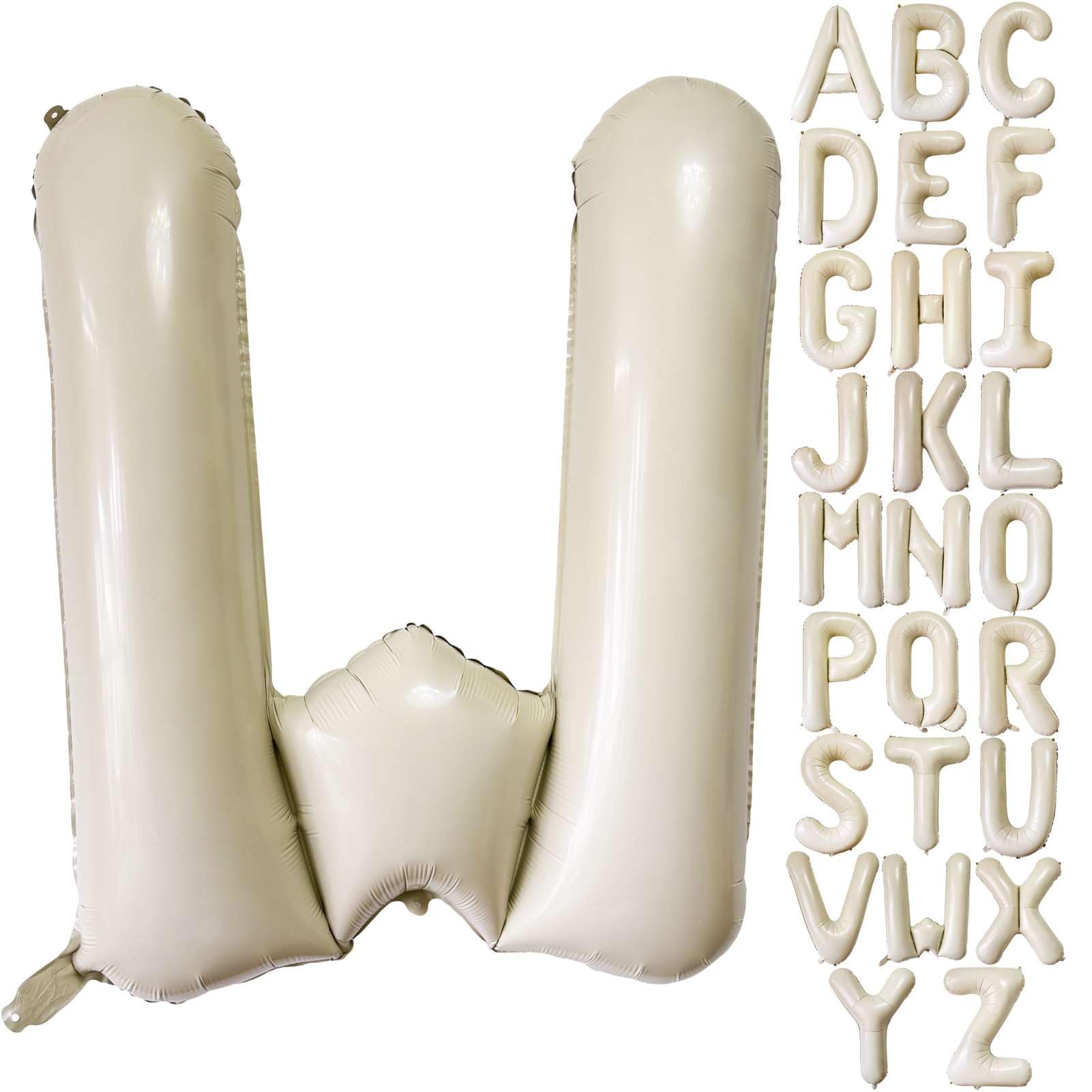 Photo 1 of Cream White Letter W Balloons, 40 Inch Giant Letter Balloons W Foil Mylar Helium White Letter Balloons for Birthday Party Supplies Anniversary Event Celebration Decorations Alphabet White W