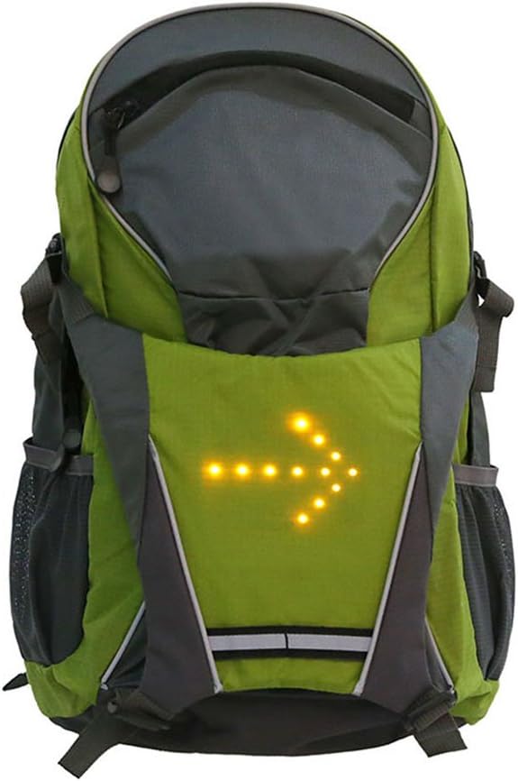 lennonsi 18L Bike Shoulder Backpack with LED Signal Indicator LED Wireless Remote Control Safety Blinker Light Rucksack Green