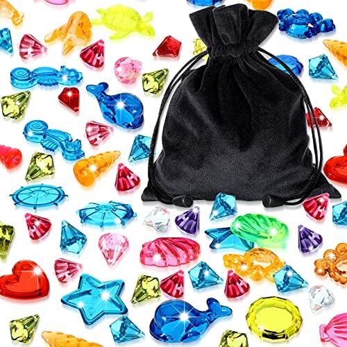 60 Pieces Dive Gem Pool Toys, Colorful Sinking Diving Gems Dive