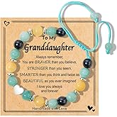 Chuchoter To My Daughter/Granddaughter/Niece Bracelet,Sweet Heart Natural Stone Beaded Bracelet For girl,Birthday Christmas Valentines Graduation Gifts for girl