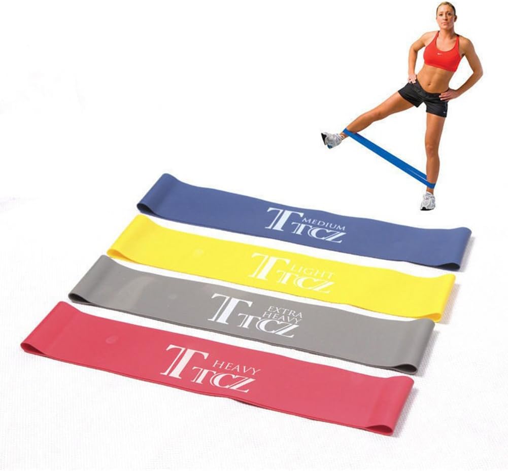 URNINAUEU Exercise Resistance Loop Bands, Set of 4 - for Workout, Stretching, PT, Home Fitness, Pilates and Yoga - Light/Medium/Heavy