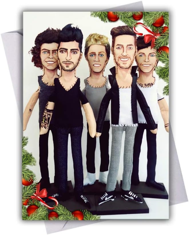 One Direction (V1) Chistmas Card with Festive Xmas Themed Design