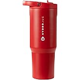 HydroJug Sport - Stainless Steel Tumbler with Straw, Vacuum Insulated, 32oz Leakproof Water Bottle, Ergonomic Design, Reusable, Dishwasher Safe, Rubber Base, Durable for Gym or Outdoors, Alumni Red