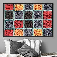 Framed Canvas Wall Art Fruity Citrus Colorful Farmhouse/Country Fruit Group Modern Art Multicolor Photography - 16x24 inches