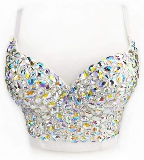 Amazon Co Jp ビスチェ 手作りシャイニーラインストーンクロップトップシャイニーベスト背中の開いたベストセクシーなブラのパーティーナイトクラブキャミソール コルセット Color Ivory サイズ Xl ホーム キッチン