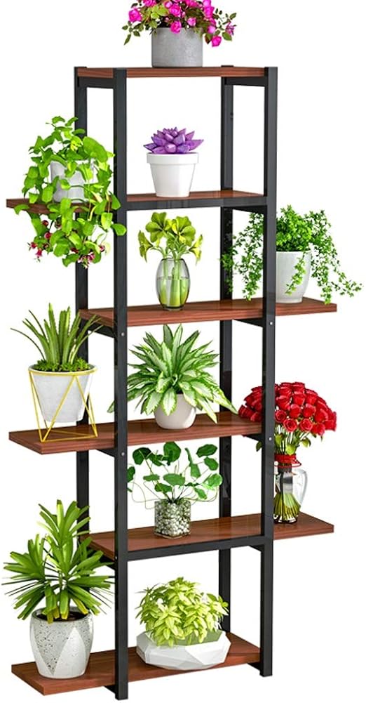 Estanteria Para Plantas Maciza Soporte Alto Puesto De Flores Con 6 ...
