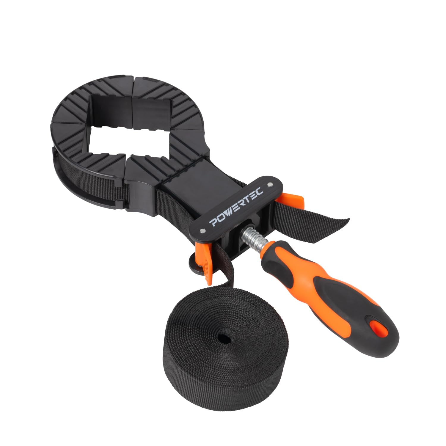 POWERTEC 71101 Deluxe Quick Release Strap Clamp | Woodworking Frame Clamping Strap Holder, Black