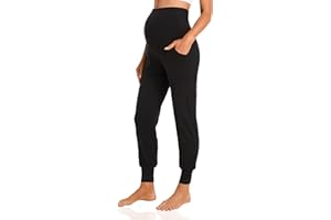 V VOCNI Women's Maternity Pants Maternity Activewear Jogger Track Cuff Sweatpants Over The Belly Stretchy Pregnancy Pants
