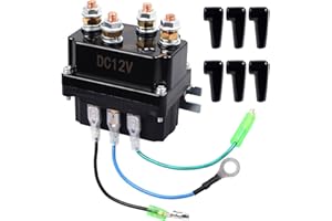 Gmailmall 12V 250A Winch Solenoid Relay Contactor with 6 Protecting Caps Winch Relay Thumb Truck for ATV UTV Boat 4x4 Vehicles 5000-7000lbs Winch Replacement 63070 62135 74900 2875714 70715