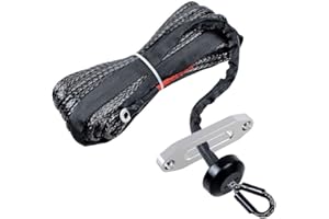 50' x 1/4" Synthetic Winch Rope 6400LBs Protective Sleeve 40" Heat Guard + Rubber Stopper + Hawse Fairlead