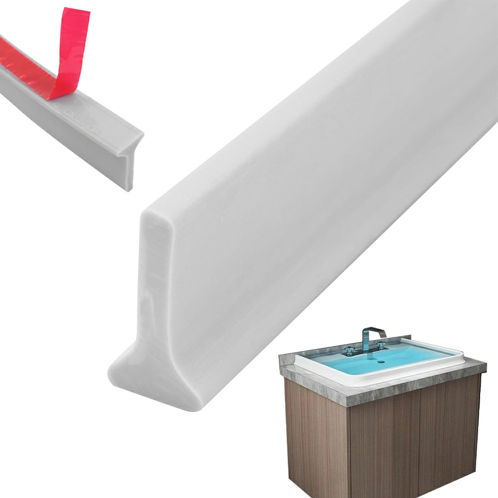 Afenau 2M Shower Threshold Water Barrier, Silicone Wet Room Floor Barrier, Wet Room Floor Water Barrier, Water Stopper Strip, Sink Trim Shower Floor Barrier, Shower Tray Sealing Strip Water Dam