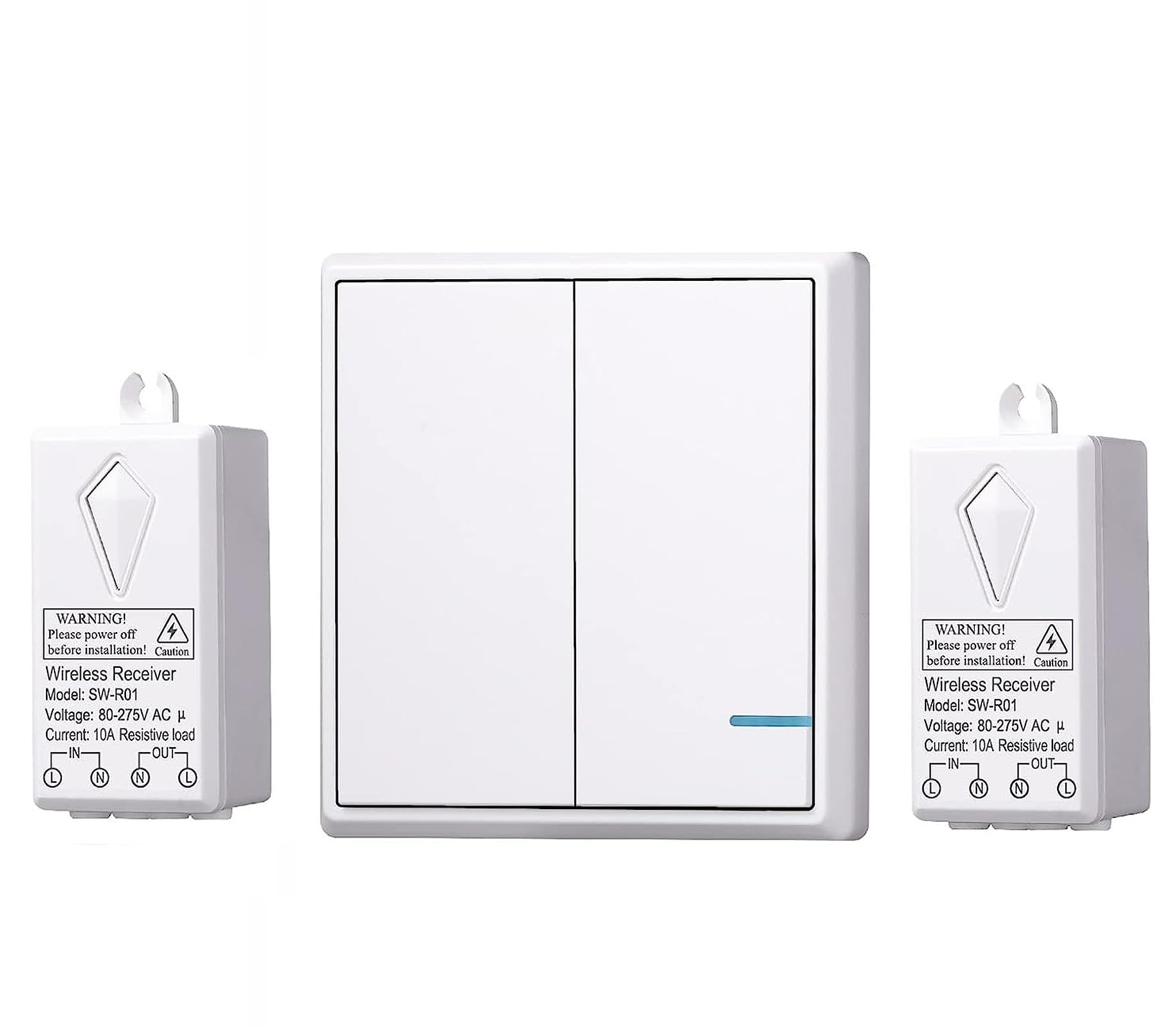 Meichoon Wireless Lights Switch Kit Outdoor Indoor Smart Remote Control No in-Wall Wiring Required for Ceiling Fans Lamps Easy to Install 1 Two-Way Switch + 2 Receiver