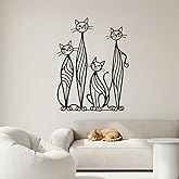 HOUSEASSIST Cat Wall Art Decor Iron Wall Sculptures Decor for Cats Lover 16 x 12 Inches Colorful Mid Century Cat Retro Signs 