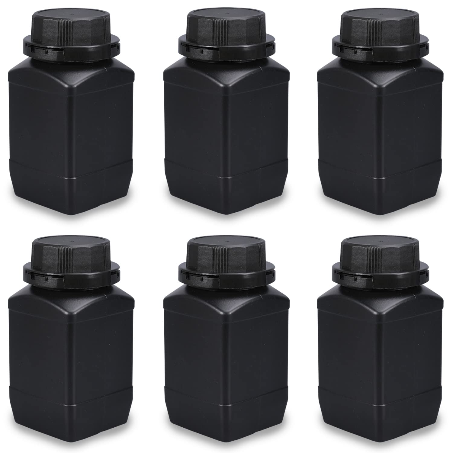 Lxoraziy 6 Pieces 500ml Wide-neck Bottles with Screw Caps, Chemicals Bottle, Laboratory Bottle with Lid Can Be Used As A Storage Container, for Lab Kitchen or Domestic Use(Black)