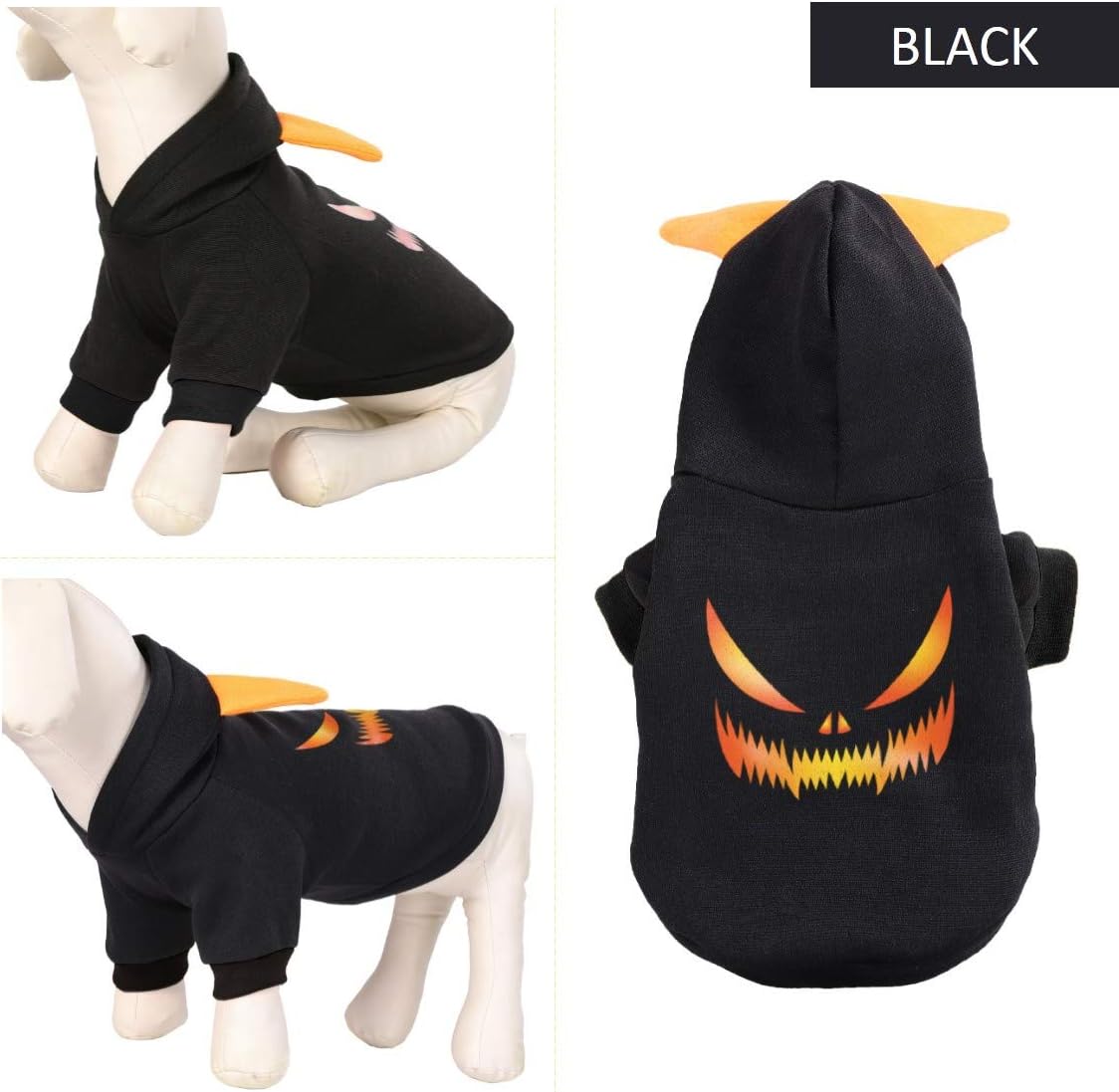 Halloween Pumpkin Pet Hoodies Costumes for Dog Cat Dog Outfit Clothes for Holiday Festival Party Cosplay, Black - Image 4