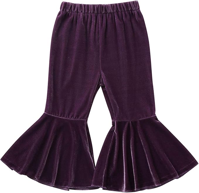 Girls Pants, Toddler Baby Kids Girls Solid Flare Trousers Pants Casual