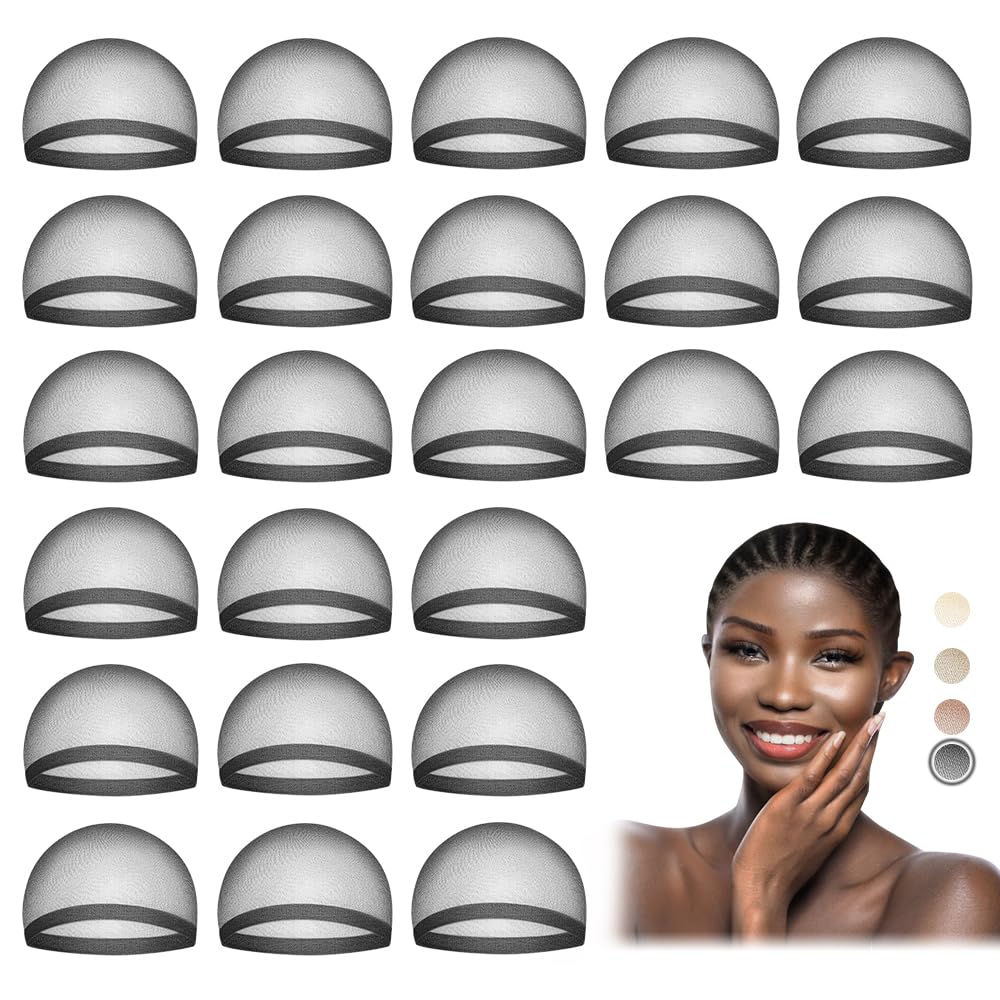 MYKURS Black Wig Caps for Women, Transparent Hair Net to Hold Wig in Place, Black 24 PCS