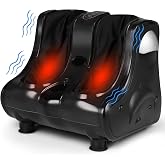 COSTWAY Foot and Calf Massager, Shiatsu Heated Electric Foot Massager | with Heating, Vibration, Deep Kneading, Tilt Base, Washable Sleeves, Leg Massager for Relaxation, Foot Pain Relief, Black