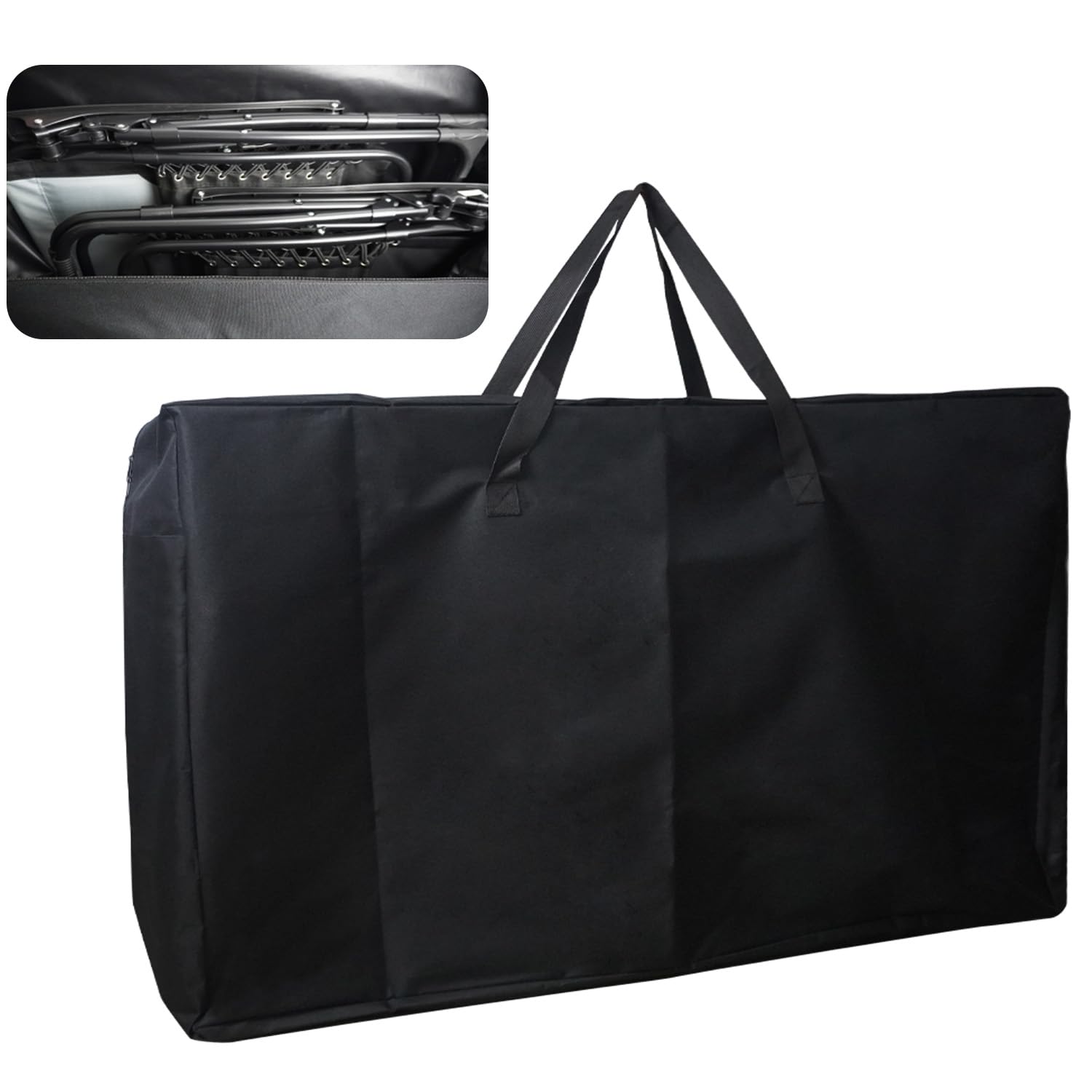 Large Garden Chair Furniture Cushion Storage Bag, 105x73x28cm Heavy Duty 600D Reclining Folding Chairs Cover for Beach Lounge Camping Gravity Folding Patio Chaise, Extra Large Travel Bag, Black