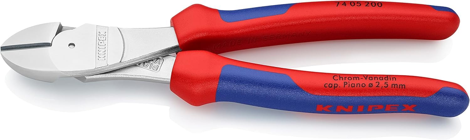 KNIPEX High Leverage Diagonal Cutter Self-Service Card Chrome-Plated with Comfort Handles 200 mm, 74 05 200 SB