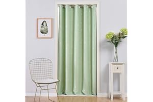 WPKIRA Grommet Blackout Curtains Window Treatments Doorway Curtain Room Darkening Thermal Insulated Blackout Curtains for Doors with Windows Printed Little Stars Drapes Green 39x78 Inch 1 Panel