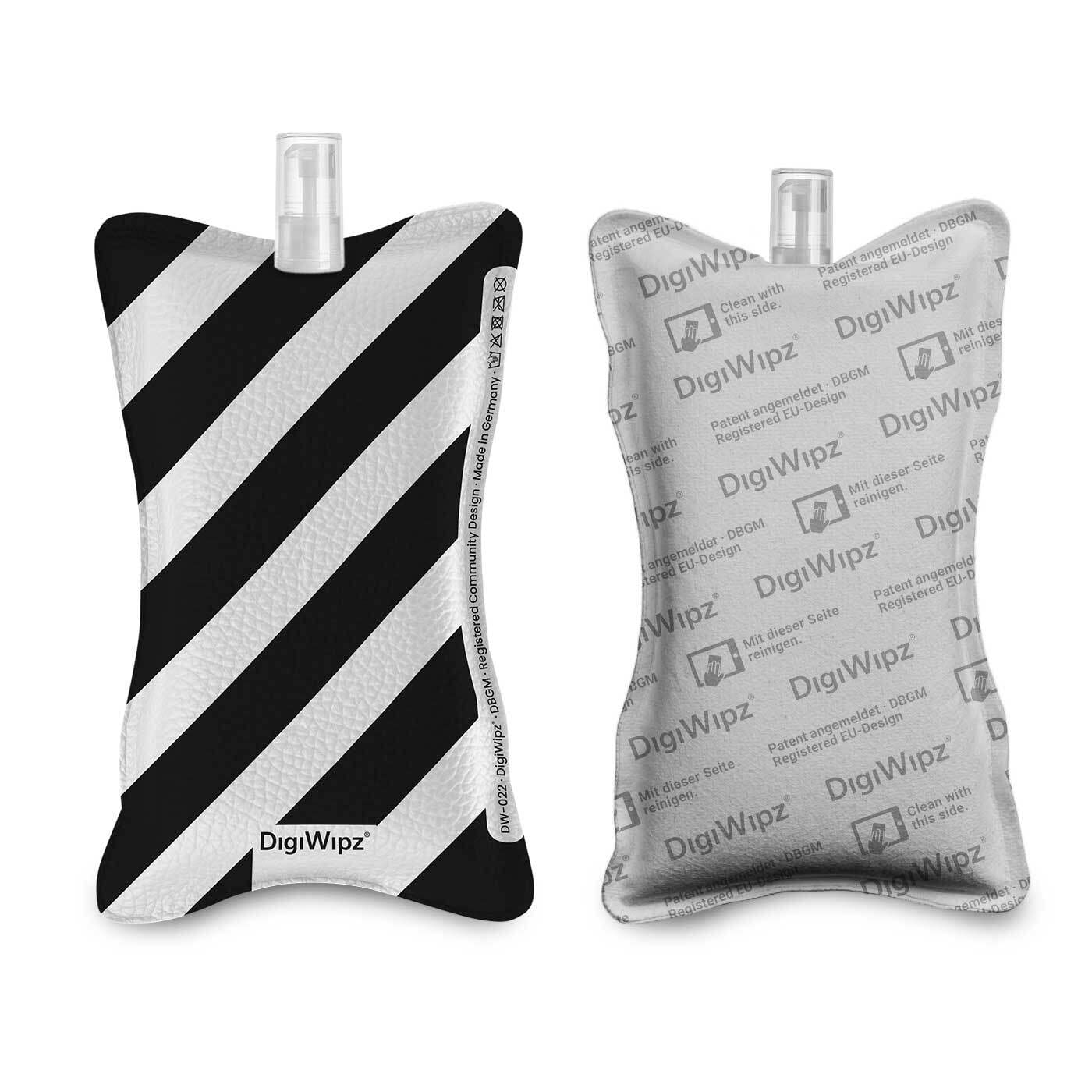 DigiWipz® The ingenious 2-in-1 display cleaner (Crazy Zebra) - screen cleaner for displays and touchscreens - screen cleaner microfibre sponge with integrated sprayer