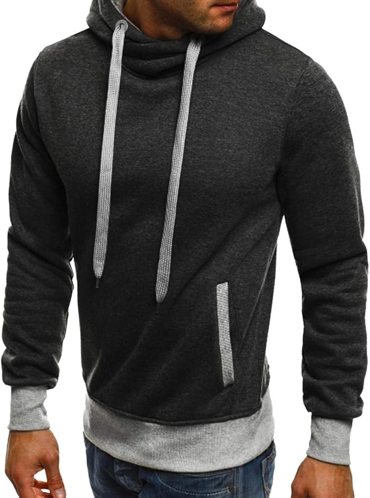 Uqiangy Men's Casual Slim Fit Fashion Solid Pullover Hoodie Windbreaker Pocket Sweatshirts Autumn Blouse Coat at  Men’s Clothing store