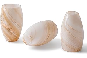 MIAOMEIO Fixture Replacement Globe Shade,Lampshade for E26 Base 1-5/8 Inch Fitter, Color Art Glass Oval Lampshade Cover for Pendant Kitchen Wall Sconce Chandelier Vanity Light (3, Brown and White)