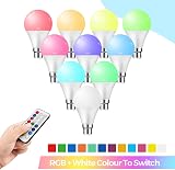 Detake Colour Changing Light Bulb 2 Pack B22 10W RGBW with Remote 12 Colours view 3