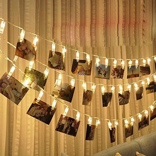 Photo Hanging Clips String Light 1.5M 10 LED Pegs Light Strands Lamp for Café Commercial Decoration or Indoor Bedroom Living Room (Type B)