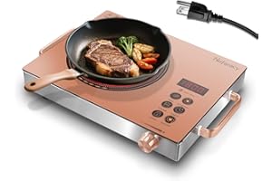 Nefaracy Electric Cooktop Single Burner, 110V Portable Electric Stove 1800W, One Burner Hot Plate with Knob & Touch Control, Countertop, Timer & Safety Lock, 110-120V Plug in(Orange)
