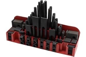 Jecoupoon 58 Piece 5/8" T-Slot 1/2" Stud Hold Down Clamp Clamping Kit for Clamping of Workpieces of Machine Tools Lathes and Metal Cutting Machine Tools