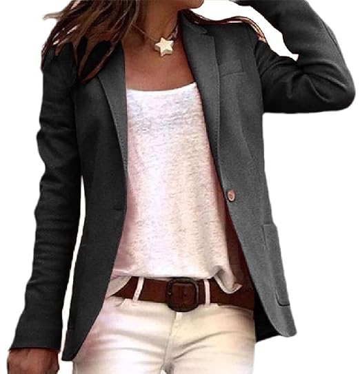 Amazon Chenshiba Jp 女性オフィスブレザー1ボタン軽量カジュアル